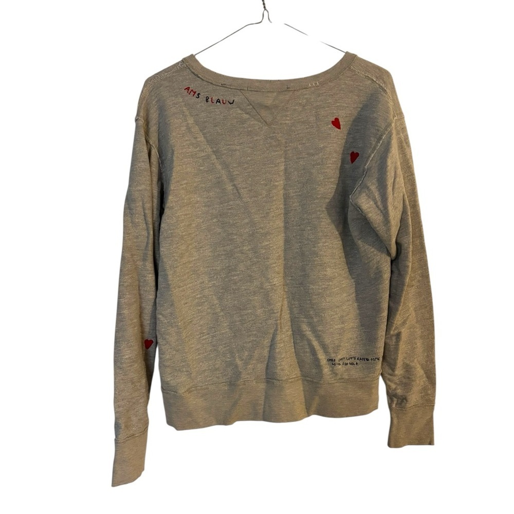 Scotch & Soda Gray Sweatshirt | Embroidered Red Hearts - Picture 12 of 12